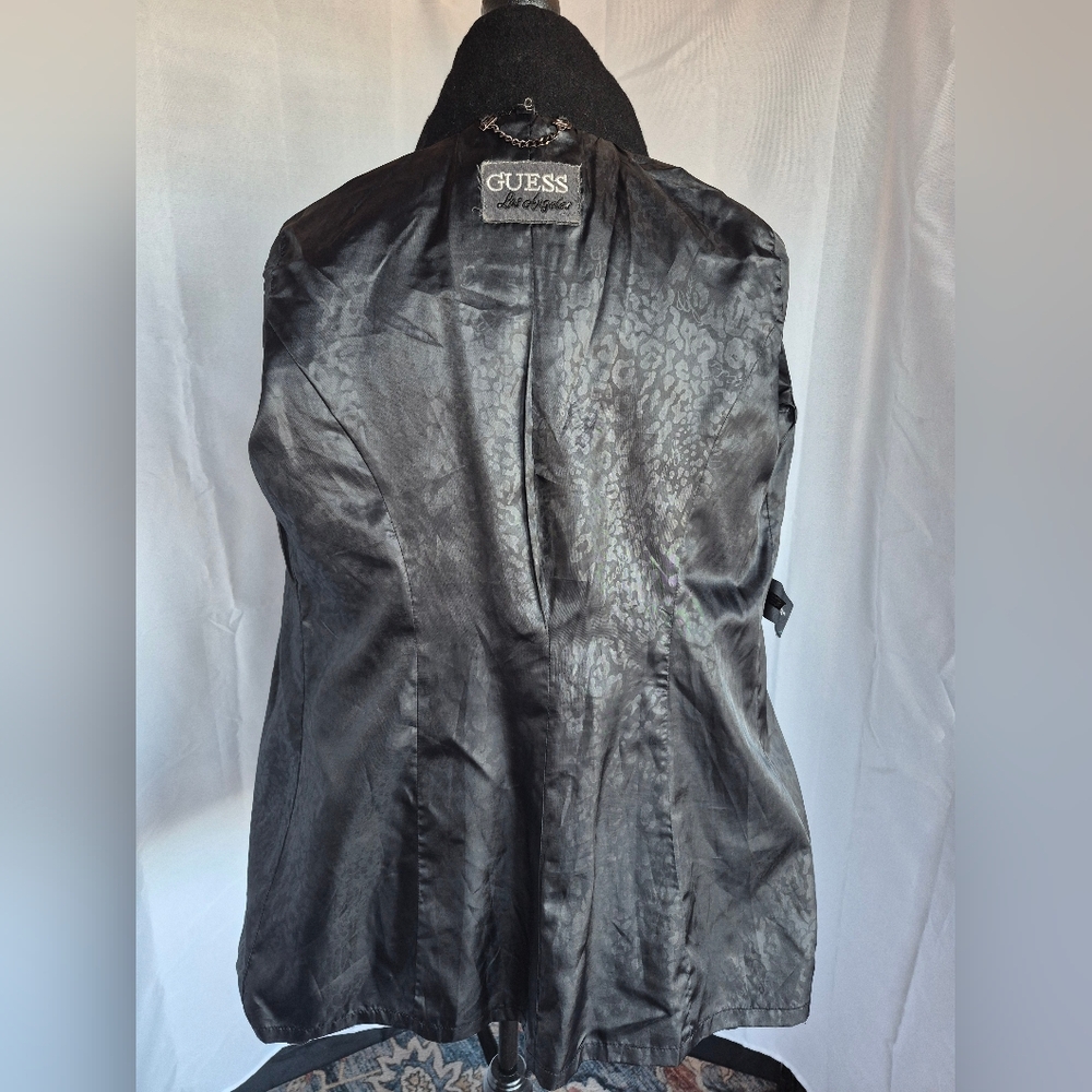 Vintage Guess Black Wool Pea Coat Womens Small Classic Minimalist Clean Girl - Picture 14 of 16